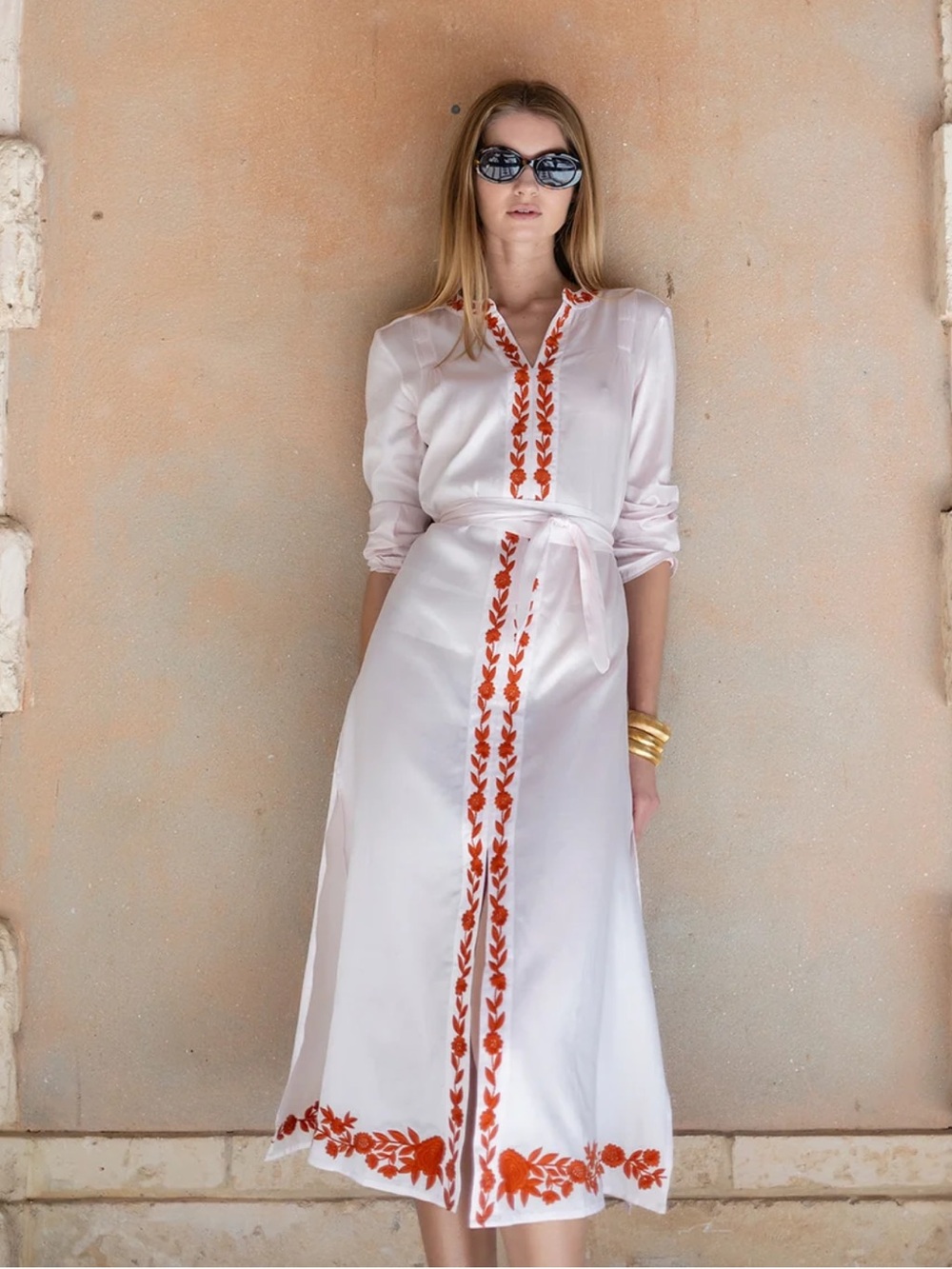 Julia Amory Sienna Coatue Midi Dress Cotton Silk in Shell Medium